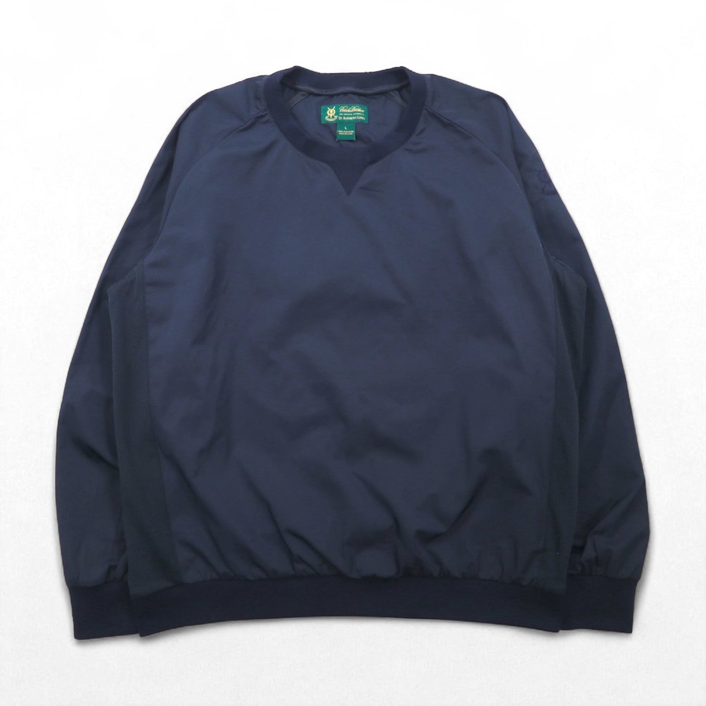 Brooks Brothers ピステ プルオーバー ナイロンジャケット L ネイビー サイドリブ 防水 ST ANDREWS LINKS