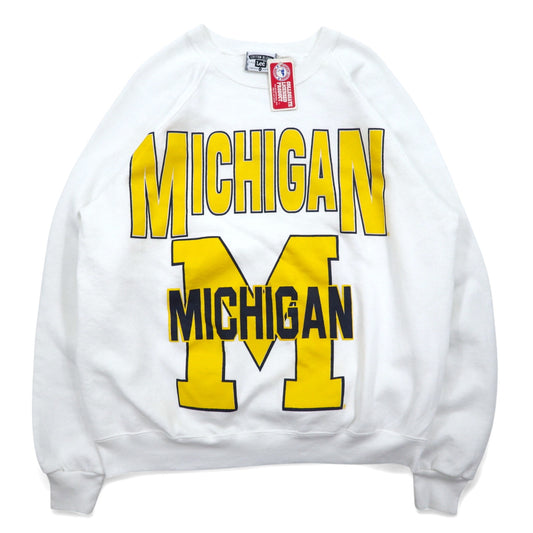 日本然リトテ-古着オンライン-LEE 90年代 USA製 カレッジプリント スウェット 2XL ホワイト コットン MICHIGAN-LEE 90's USA Made College Print Sweatshirt 2XL White Cotton MICHIGAN