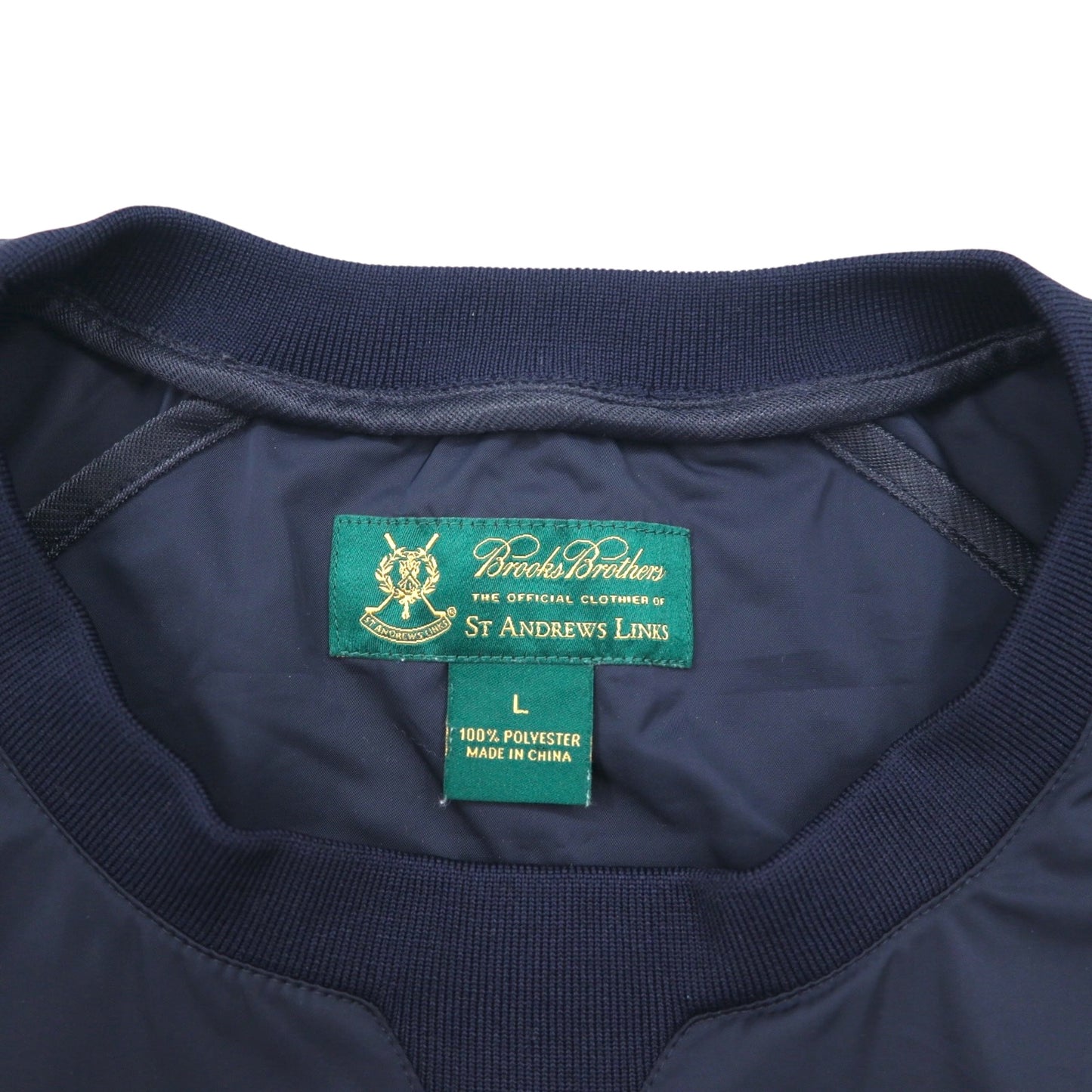 Brooks Brothers ピステ プルオーバー ナイロンジャケット L ネイビー サイドリブ 防水 ST ANDREWS LINKS