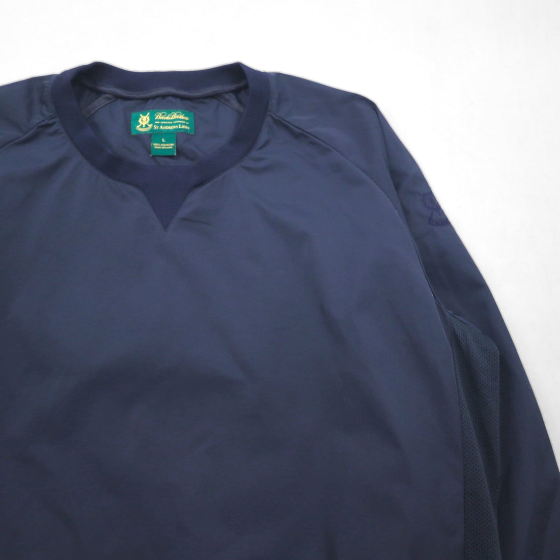 Brooks Brothers Waterproof Pullover Nylon Jacket, Size L, Navy, Side Ribs, St. Andrews Links