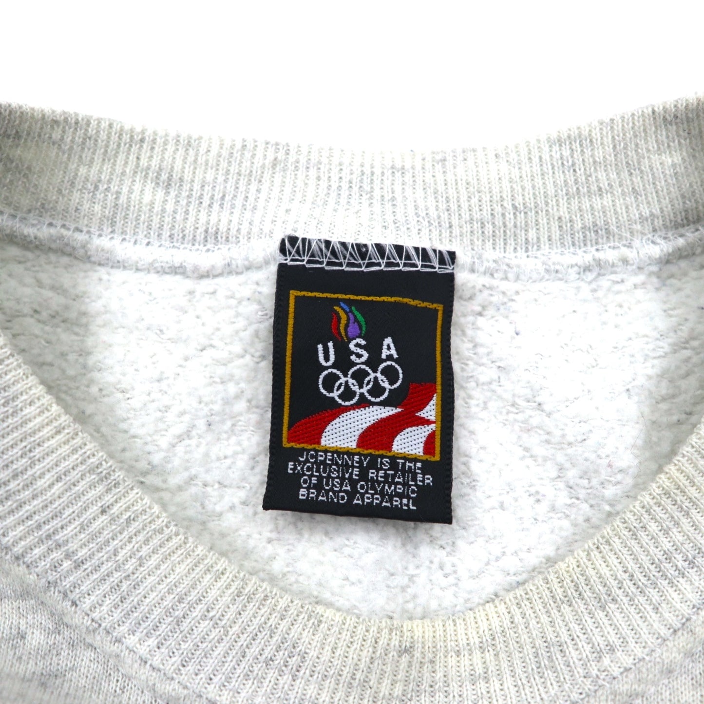 JC PENNEY 90年代 USA製 クルーネック スウェット L グレー 無地 USAオリンピック ワンポイント刺繍