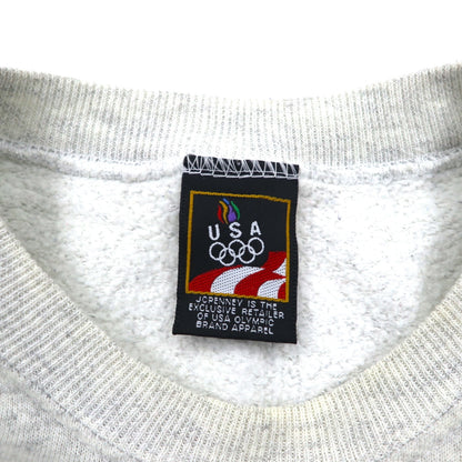 JC PENNEY 90年代 USA製 クルーネック スウェット L グレー 無地 USAオリンピック ワンポイント刺繍