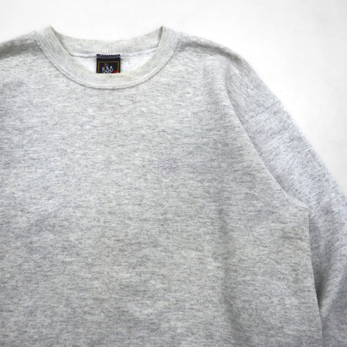 JC PENNEY 90年代 USA製 クルーネック スウェット L グレー 無地 USAオリンピック ワンポイント刺繍