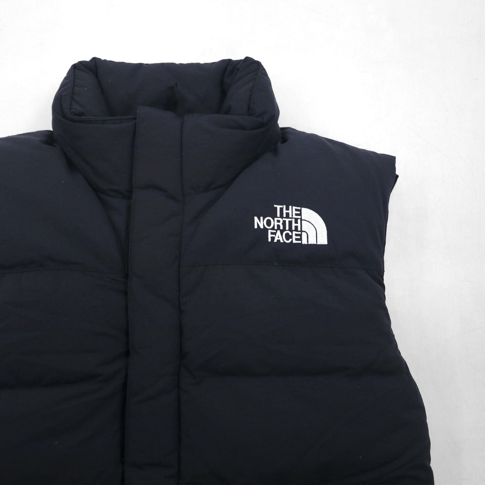THE NORTH FACE ヌプシ グースダウン ベスト M ブラック ナイロン フード収納 ドローコード