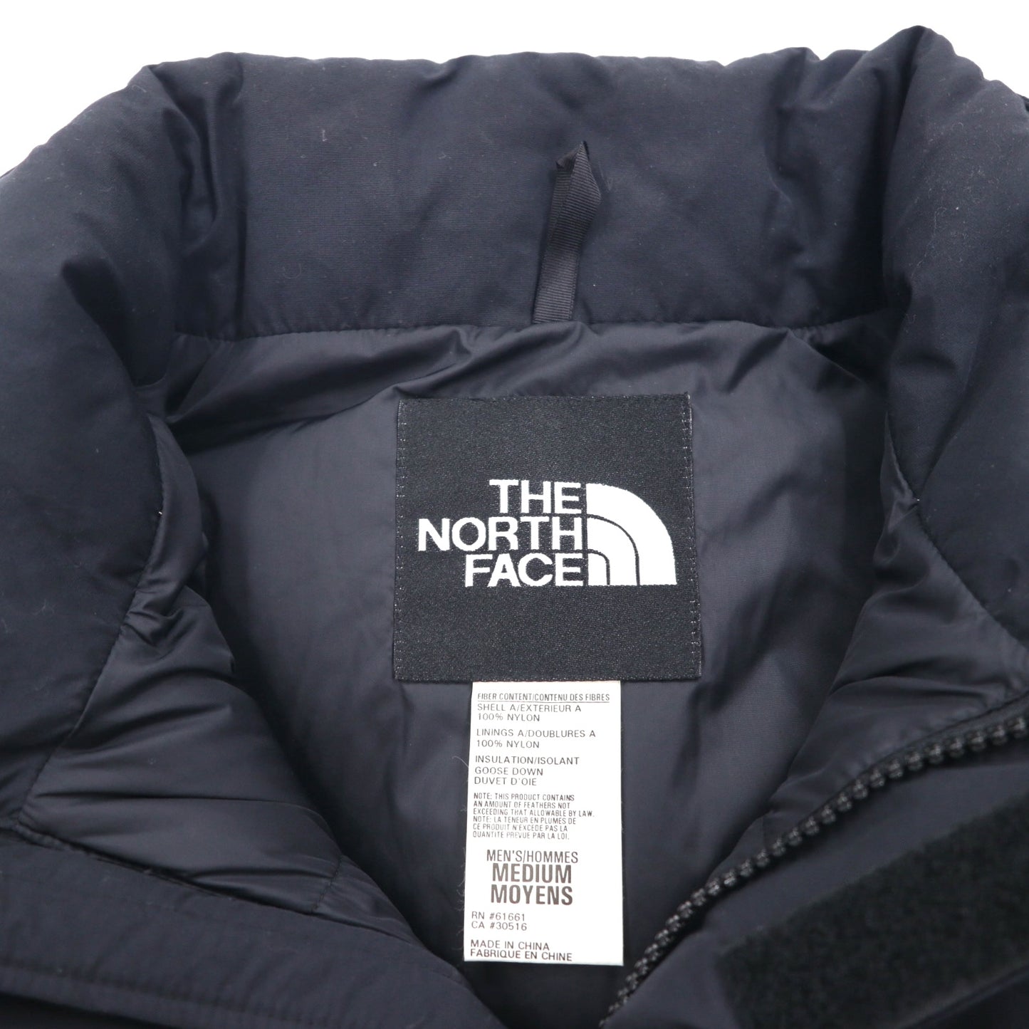 THE NORTH FACE ヌプシ グースダウン ベスト M ブラック ナイロン フード収納 ドローコード