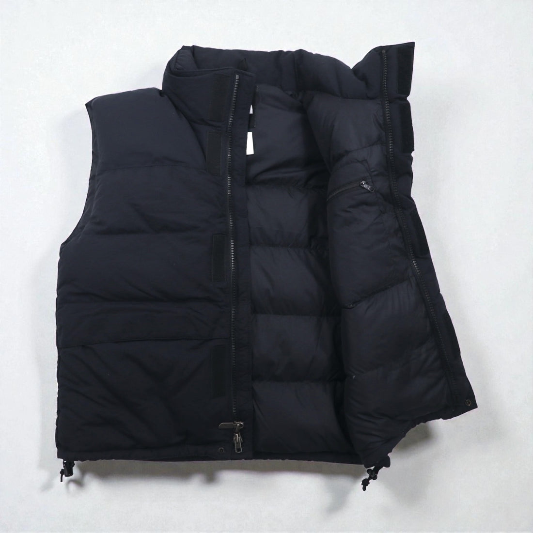 THE NORTH FACE ヌプシ グースダウン ベスト M ブラック ナイロン フード収納 ドローコード
