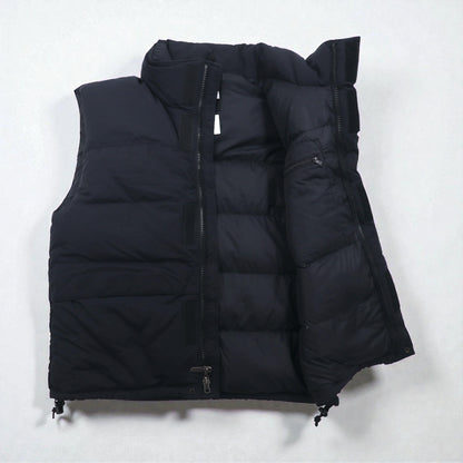 THE NORTH FACE ヌプシ グースダウン ベスト M ブラック ナイロン フード収納 ドローコード