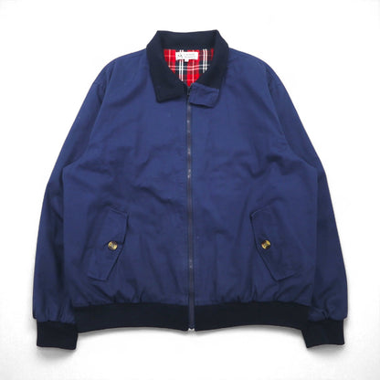 L'HOMME MODERNE スウィングトップ ハリントンジャケット L ネイビー 裏地チェック コットン