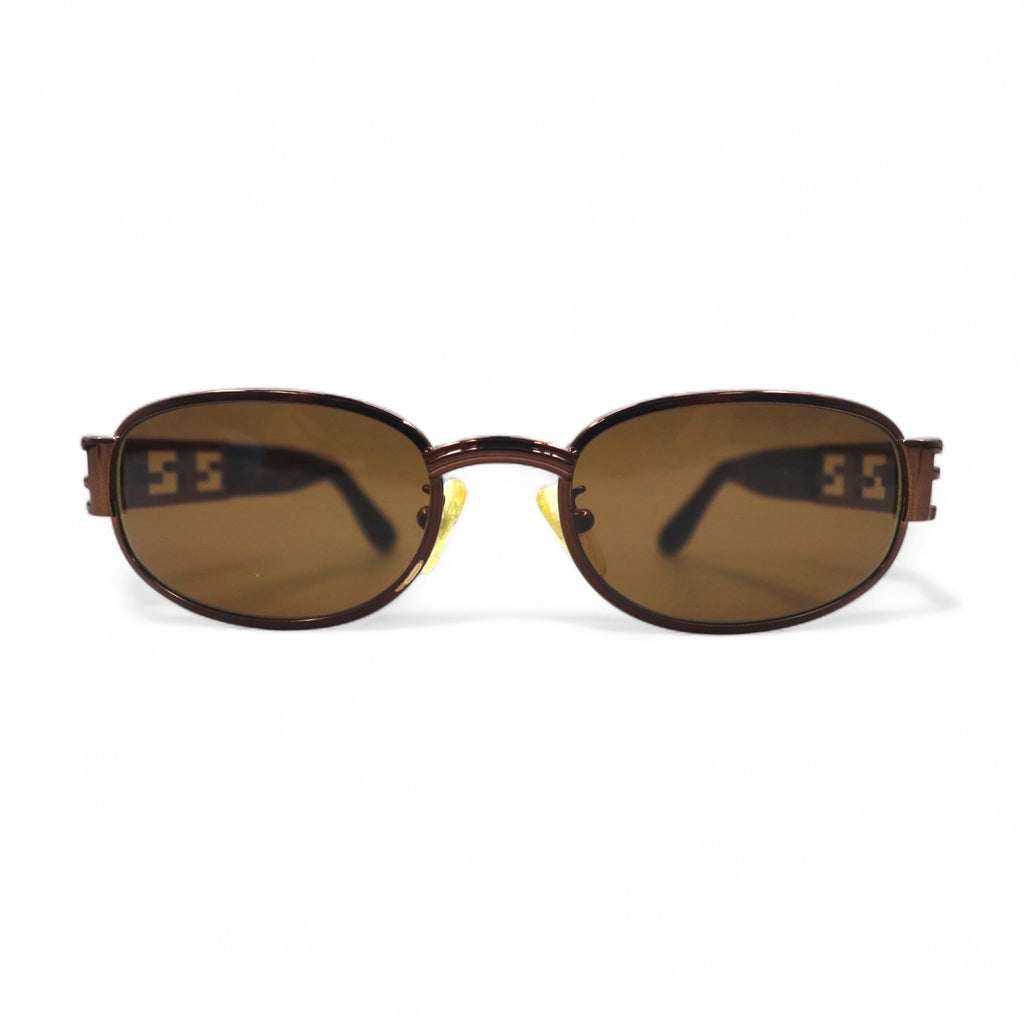 FENDI ヴィンテージ オーバル サングラス 130 メタルフレーム ベッコウ ズッカ FS175 CAFE イタリア製