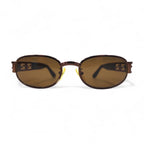 FENDI ヴィンテージ オーバル サングラス 130 メタルフレーム ベッコウ ズッカ FS175 CAFE イタリア製