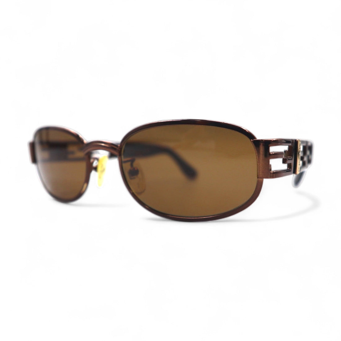 FENDI Vintage Oval Sunglasses 130 Metal Frame Tortoiseshell Zucca FS175 CAFE Made in Italy