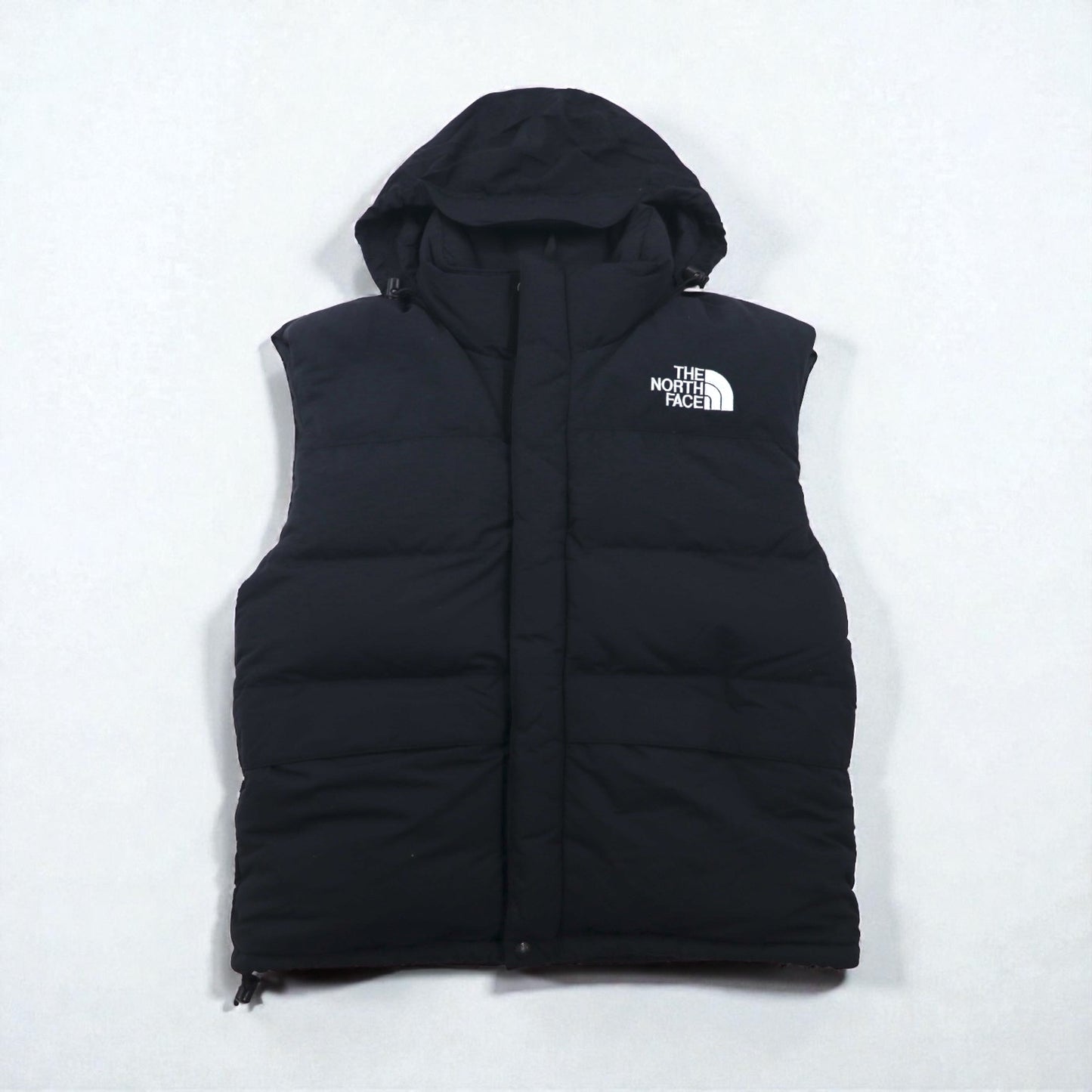 THE NORTH FACE ヌプシ グースダウン ベスト M ブラック ナイロン フード収納 ドローコード