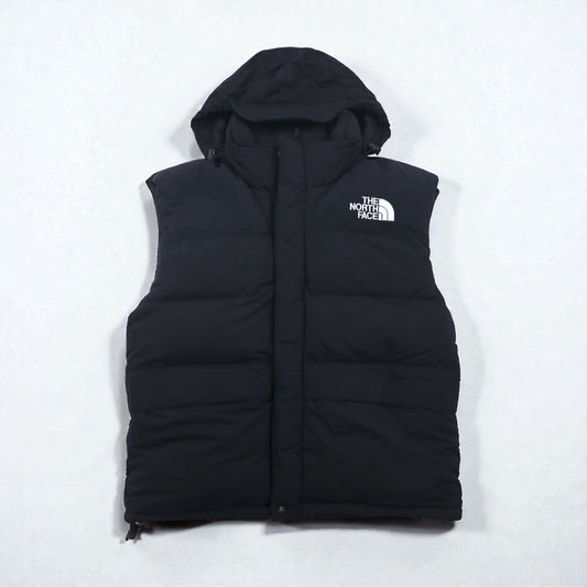 THE NORTH FACE ヌプシ グースダウン ベスト M ブラック ナイロン フード収納 ドローコード
