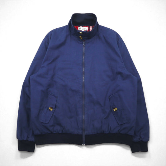 L'HOMME MODERNE スウィングトップ ハリントンジャケット L ネイビー 裏地チェック コットン