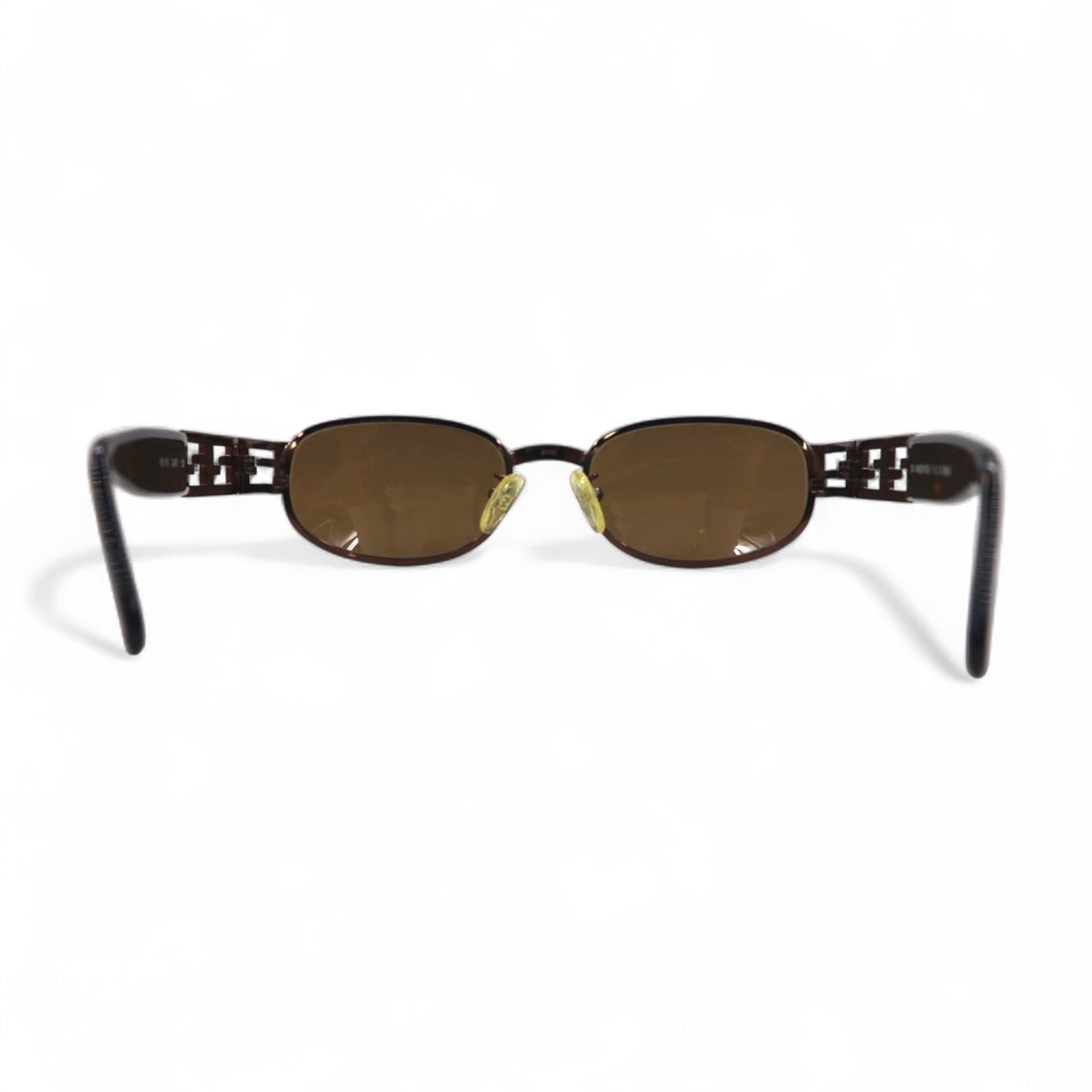 FENDI Vintage Oval Sunglasses 130 Metal Frame Tortoiseshell Zucca FS175 CAFE Made in Italy