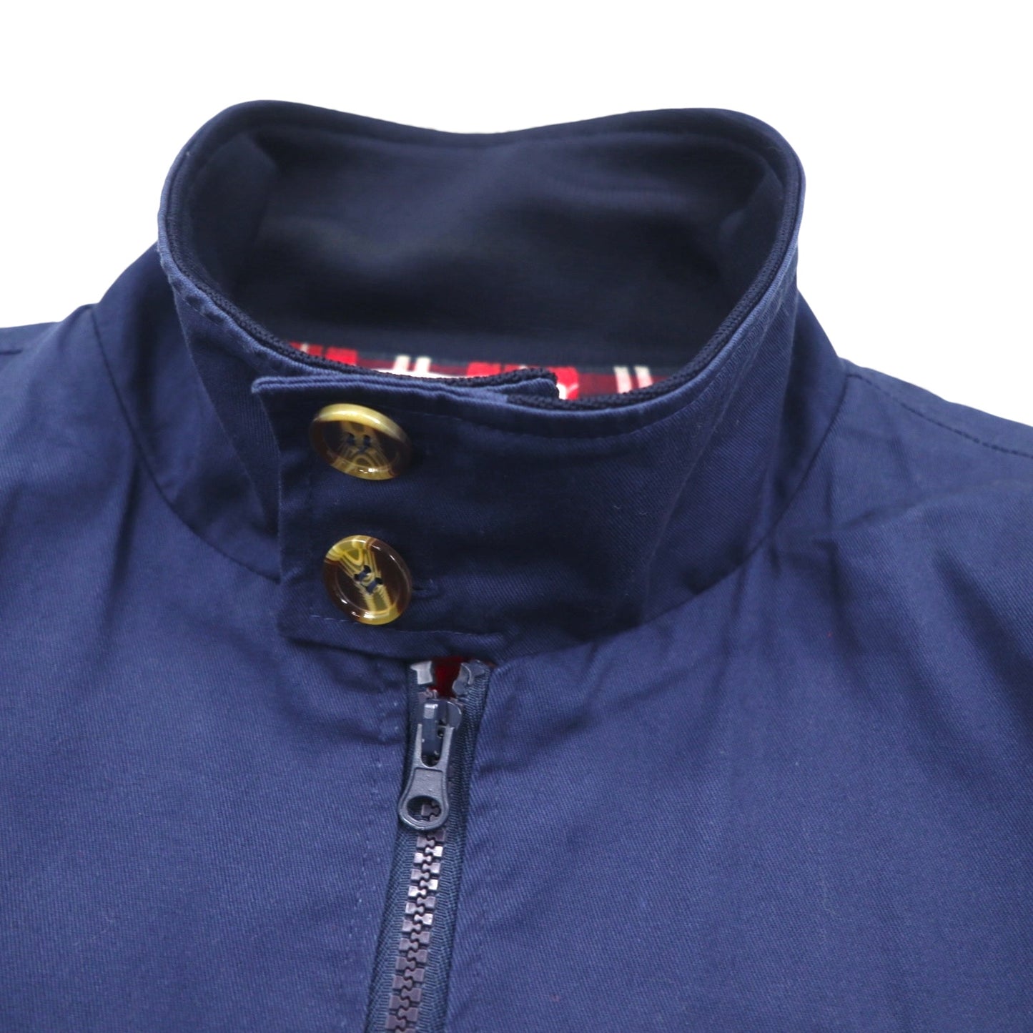 L'HOMME MODERNE スウィングトップ ハリントンジャケット L ネイビー 裏地チェック コットン