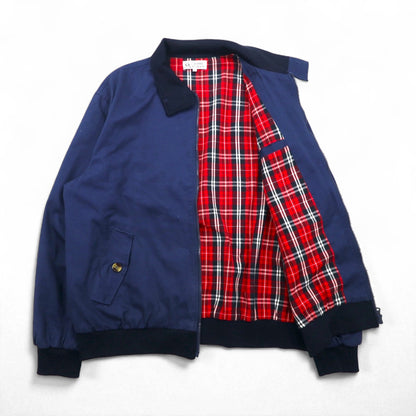 L'HOMME MODERNE スウィングトップ ハリントンジャケット L ネイビー 裏地チェック コットン