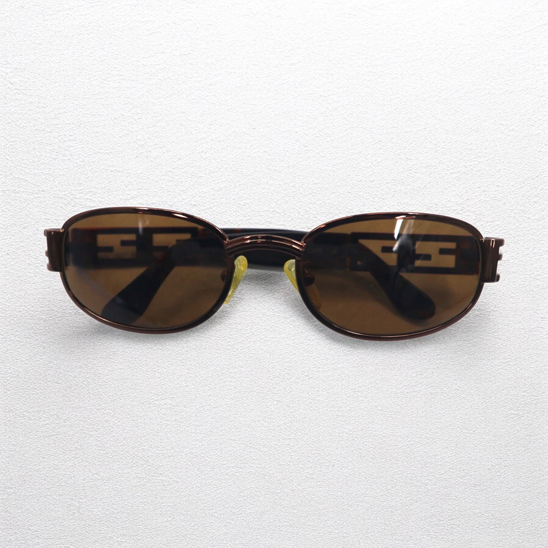 FENDI Vintage Oval Sunglasses 130 Metal Frame Tortoiseshell Zucca FS175 CAFE Made in Italy