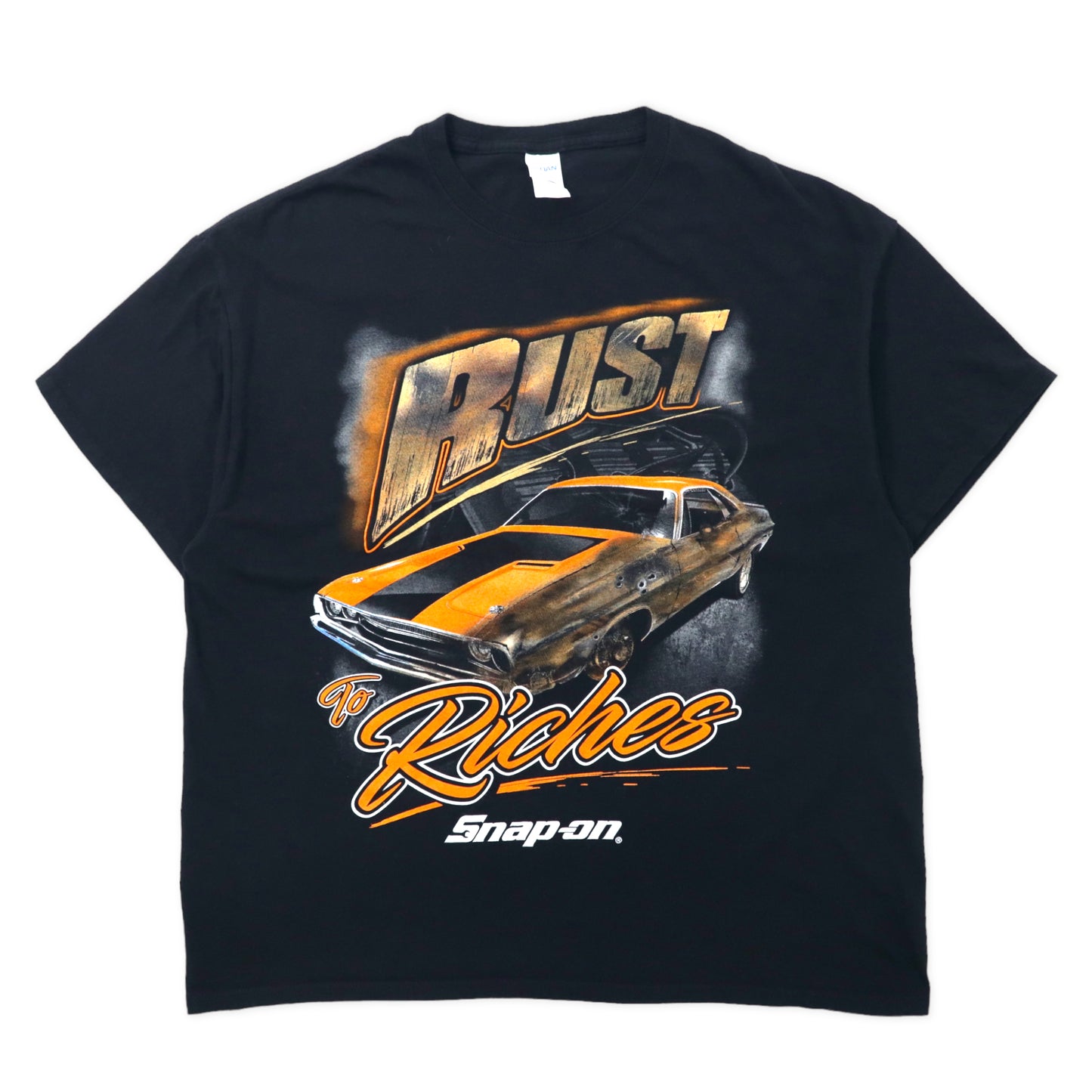 日本然リトテ-古着オンライン-GILDAN レーシングカー プリントTシャツ XL ブラック Snap-On コットン Rust to Riches ビッグサイズ-