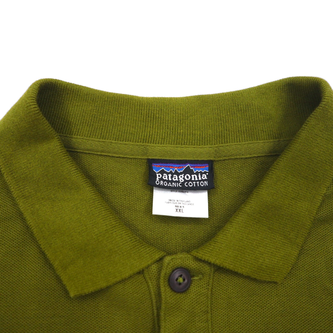 Patagonia Organic Cotton Polo Shirt 2XL Khaki Pique Single Point Logo Embroidery 52822