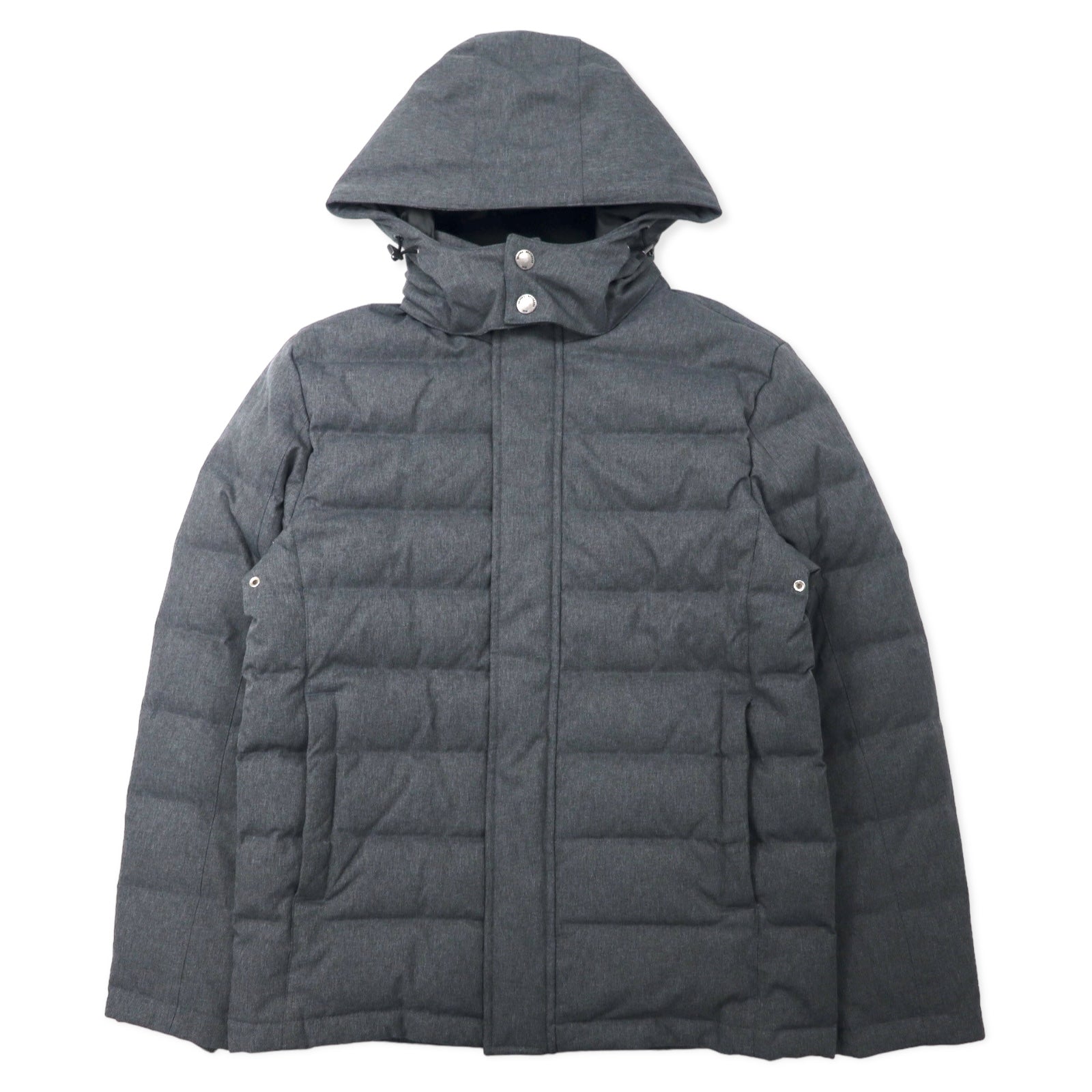 日本然リトテ-古着オンライン-BROOKS BROTHERS ダウンジャケット S グレー ポリエステル 裏地チェック フード着脱式-Brooks Brothers Puffer Jacket S Gray Polyester Rulse Checked Hoodie Detachable