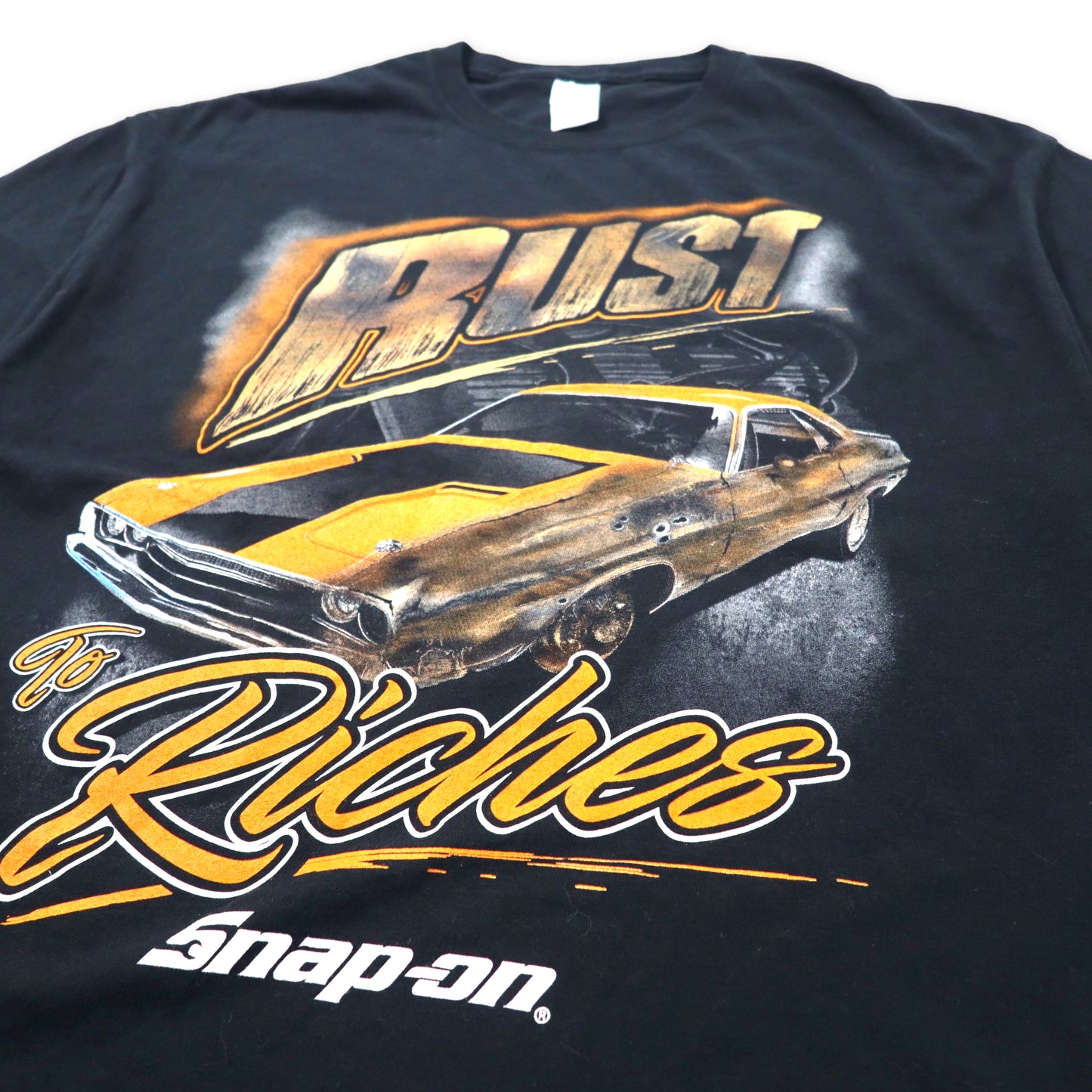 GILDAN レーシングカー プリントTシャツ XL ブラック Snap-On コットン Rust to Riches ビッグサイズ