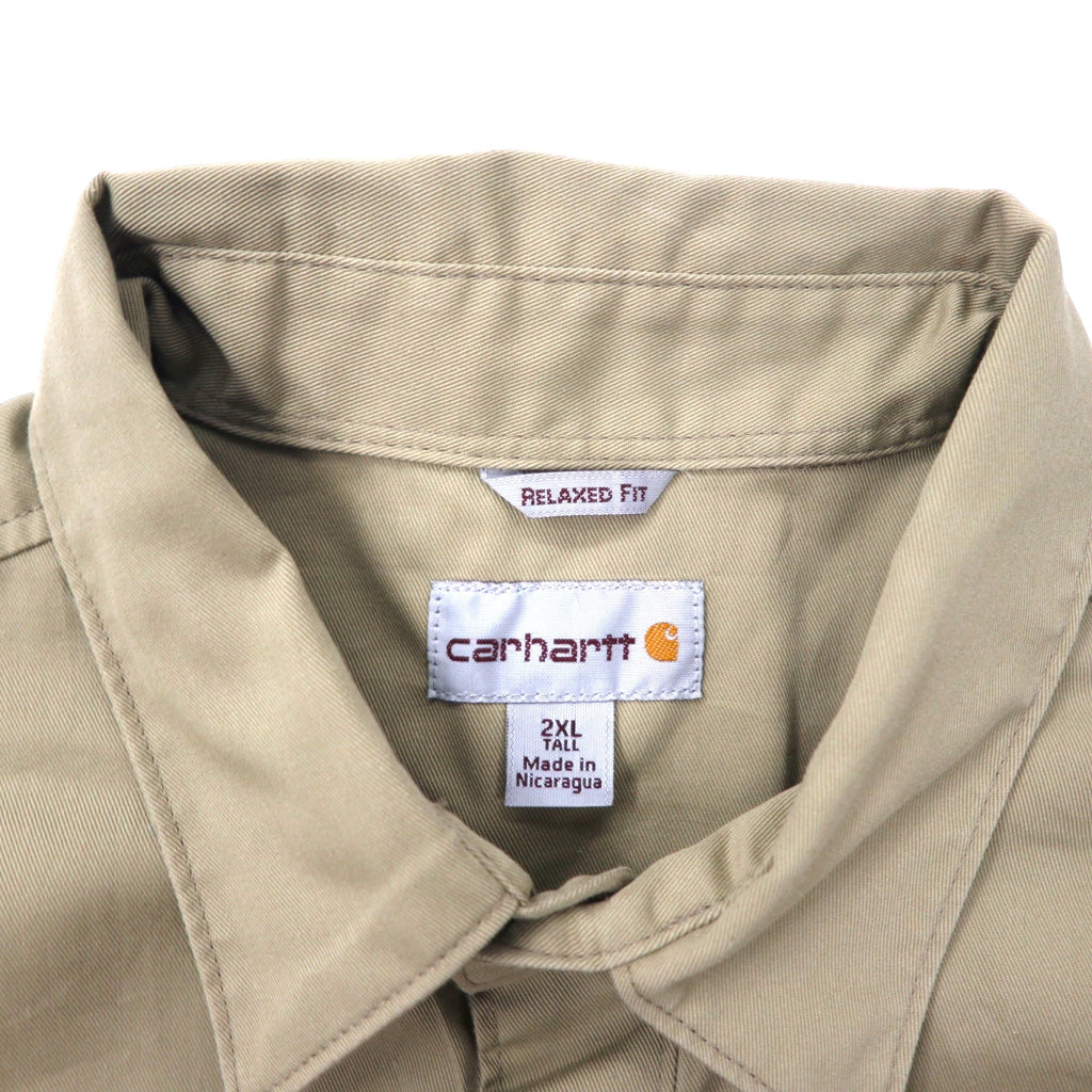 carhartt 半袖 ワークシャツ 2XL ベージュ ポリエステル コットン ビッグサイズ Twill S/S Work Shirt S223 KHI