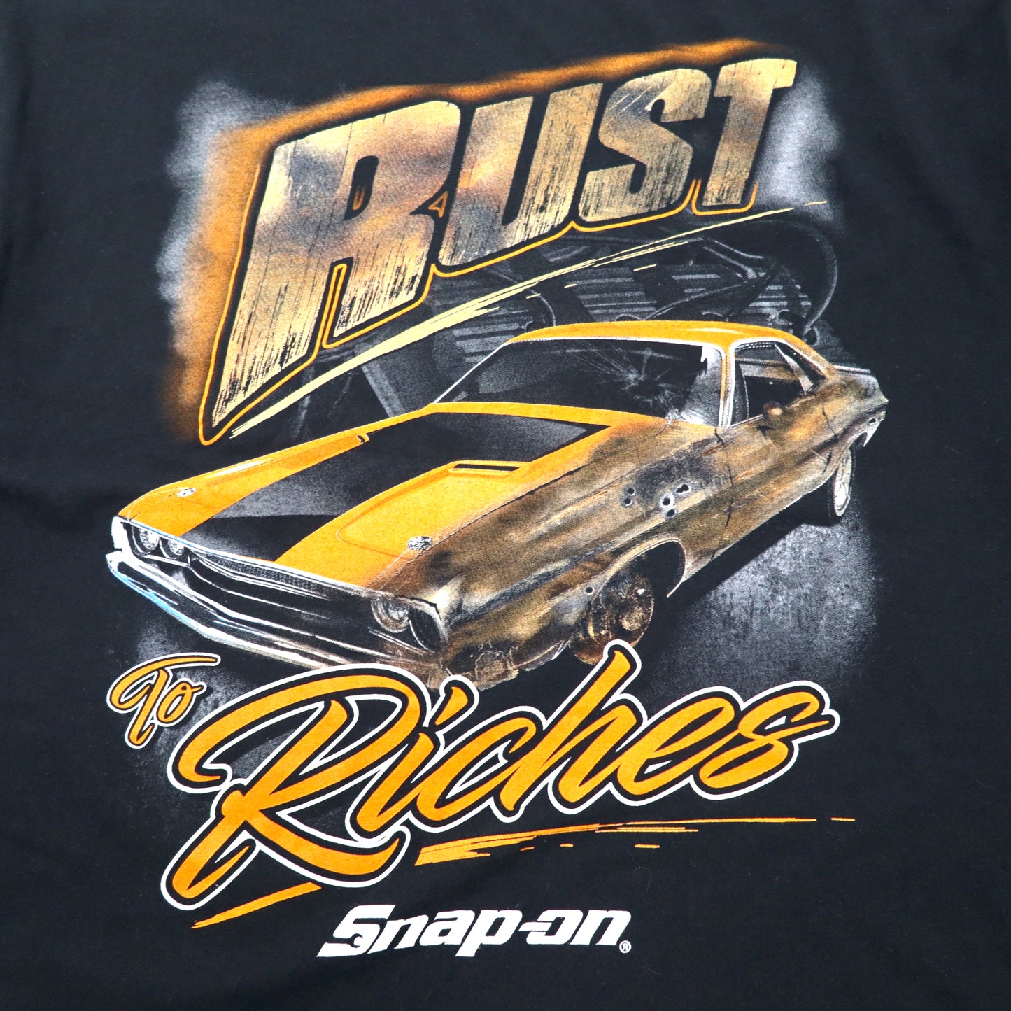 GILDAN レーシングカー プリントTシャツ XL ブラック Snap-On コットン Rust to Riches ビッグサイズ