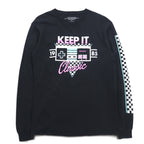NINTENDO 1985 任天堂 ロングスリーブTシャツ ロンT M ブラック 袖プリント フラッグチェック