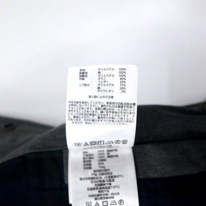 BROOKS BROTHERS ダウンジャケット S グレー ポリエステル 裏地チェック フード着脱式