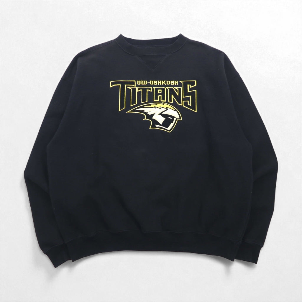 JANSPORT 前V カレッジ スウェット トレーナー L ブラック UW OSHKOSH TITANS エルサルバドル製