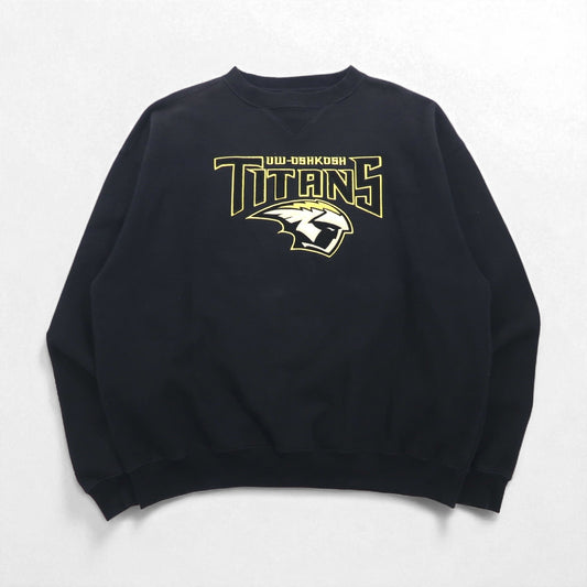 JANSPORT 前V カレッジ スウェット トレーナー L ブラック UW OSHKOSH TITANS エルサルバドル製