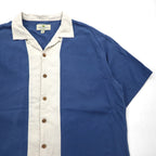 Island Shores Silk Short Sleeve Open Collar Shirt, Open Neck Aloha Shirt, 2XL, Blue, Box Silhouette, Washable
