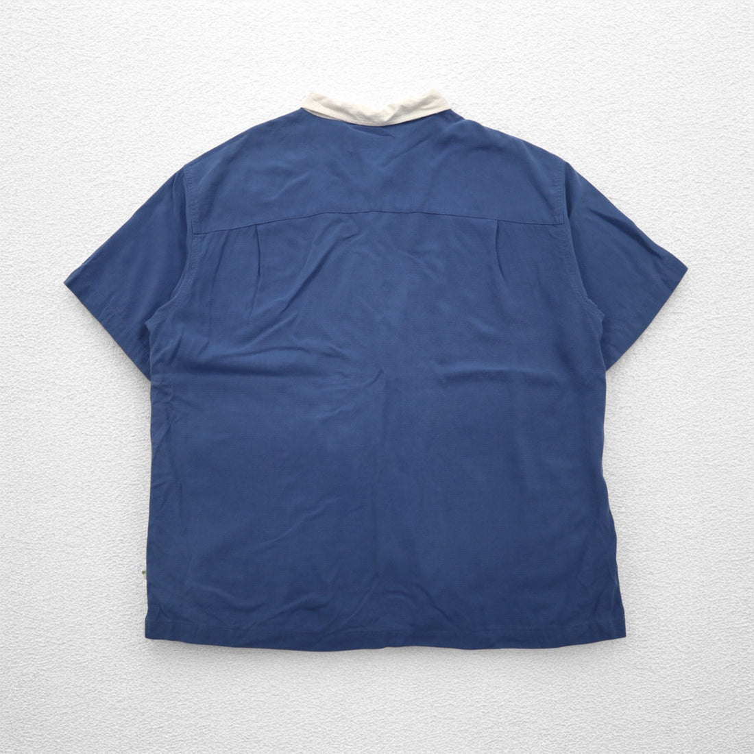 Island Shores Silk Short Sleeve Open Collar Shirt, Open Neck Aloha Shirt, 2XL, Blue, Box Silhouette, Washable