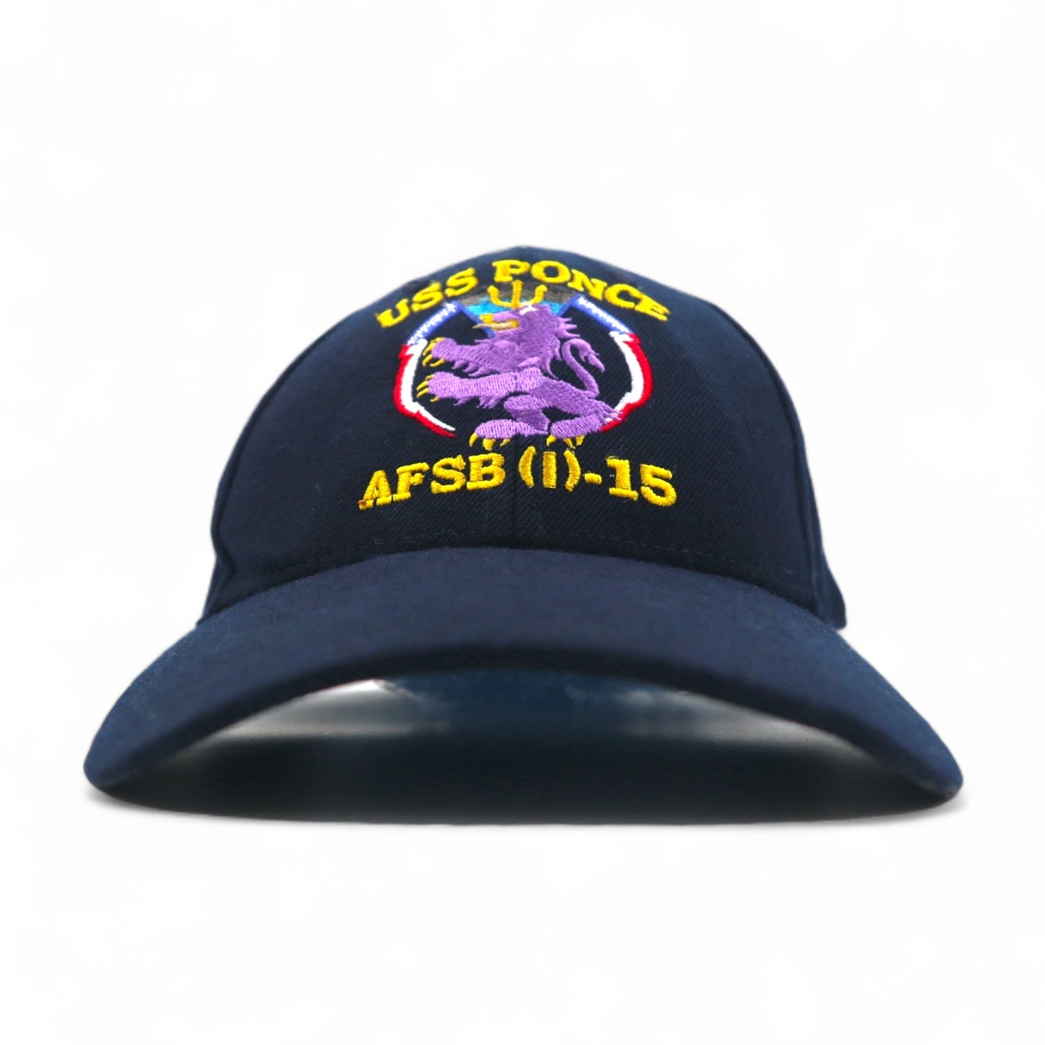 Made in USA 90s US Navy USS PONCE Cap FREE Belt Navy Wool Gabardine Proud Lion Military THE CORPS