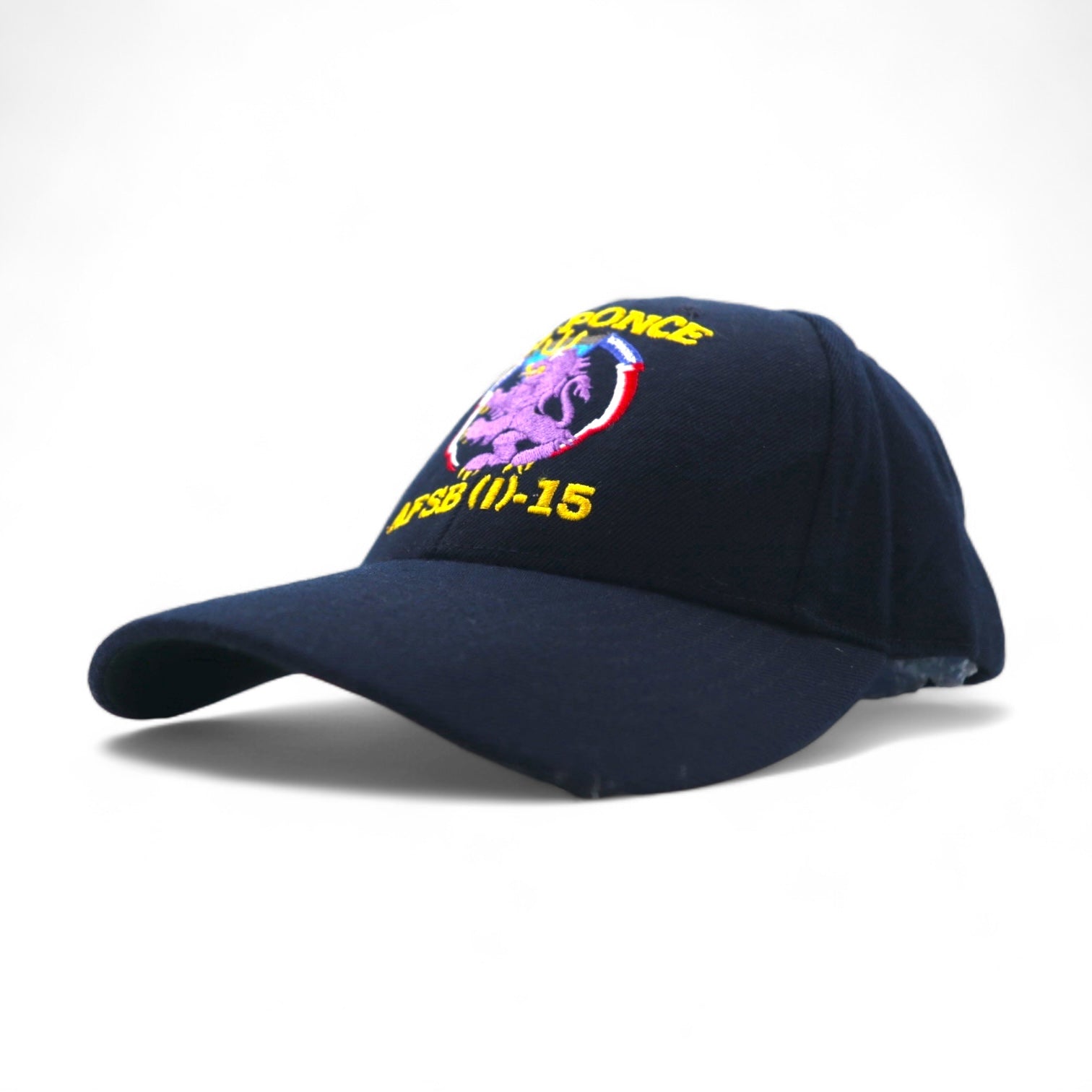 Made in USA 90s US Navy USS PONCE Cap FREE Belt Navy Wool Gabardine Proud Lion Military THE CORPS