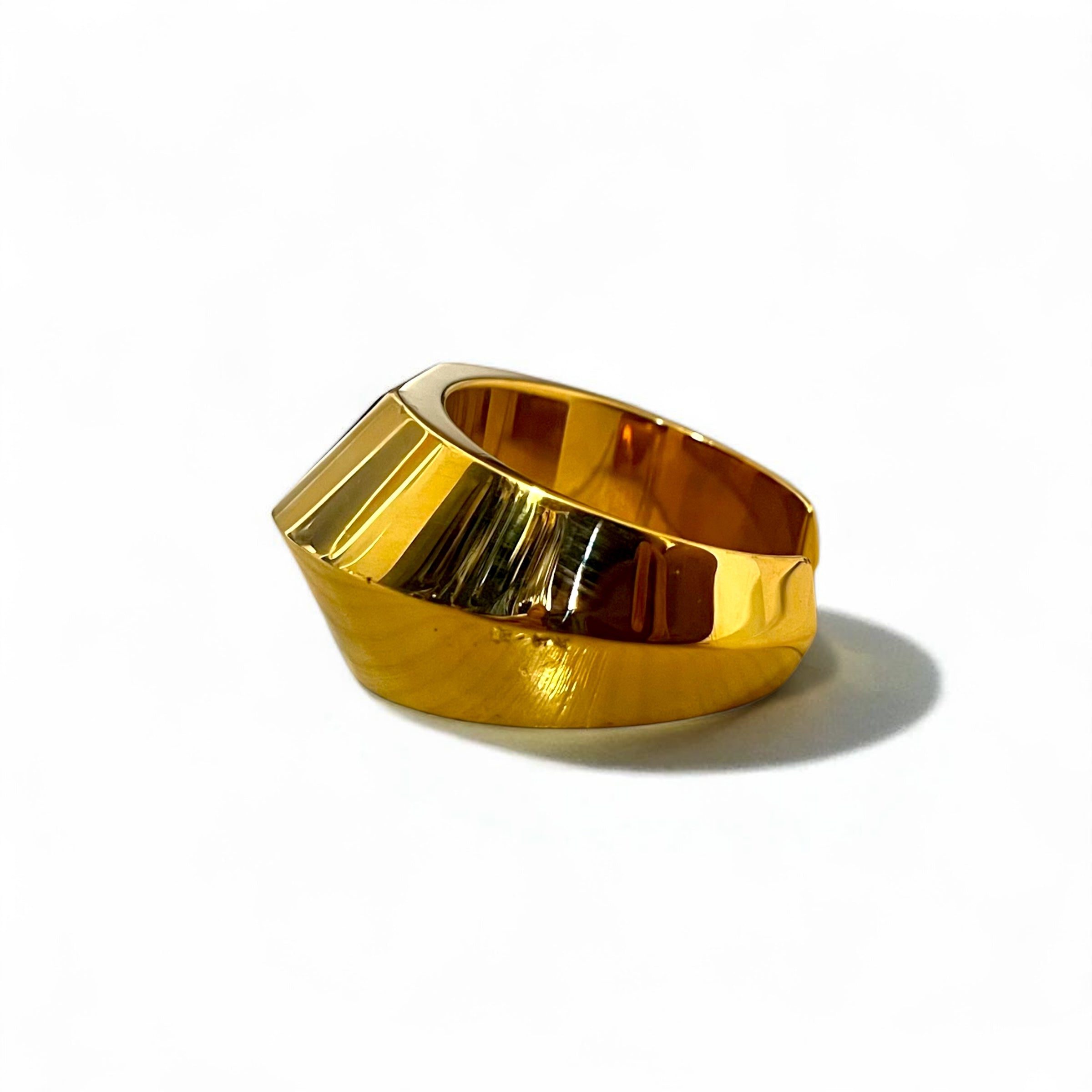 SAINT LAURENT PARIS Metal Bangle Gold and Black Wide Cuff Bracelet