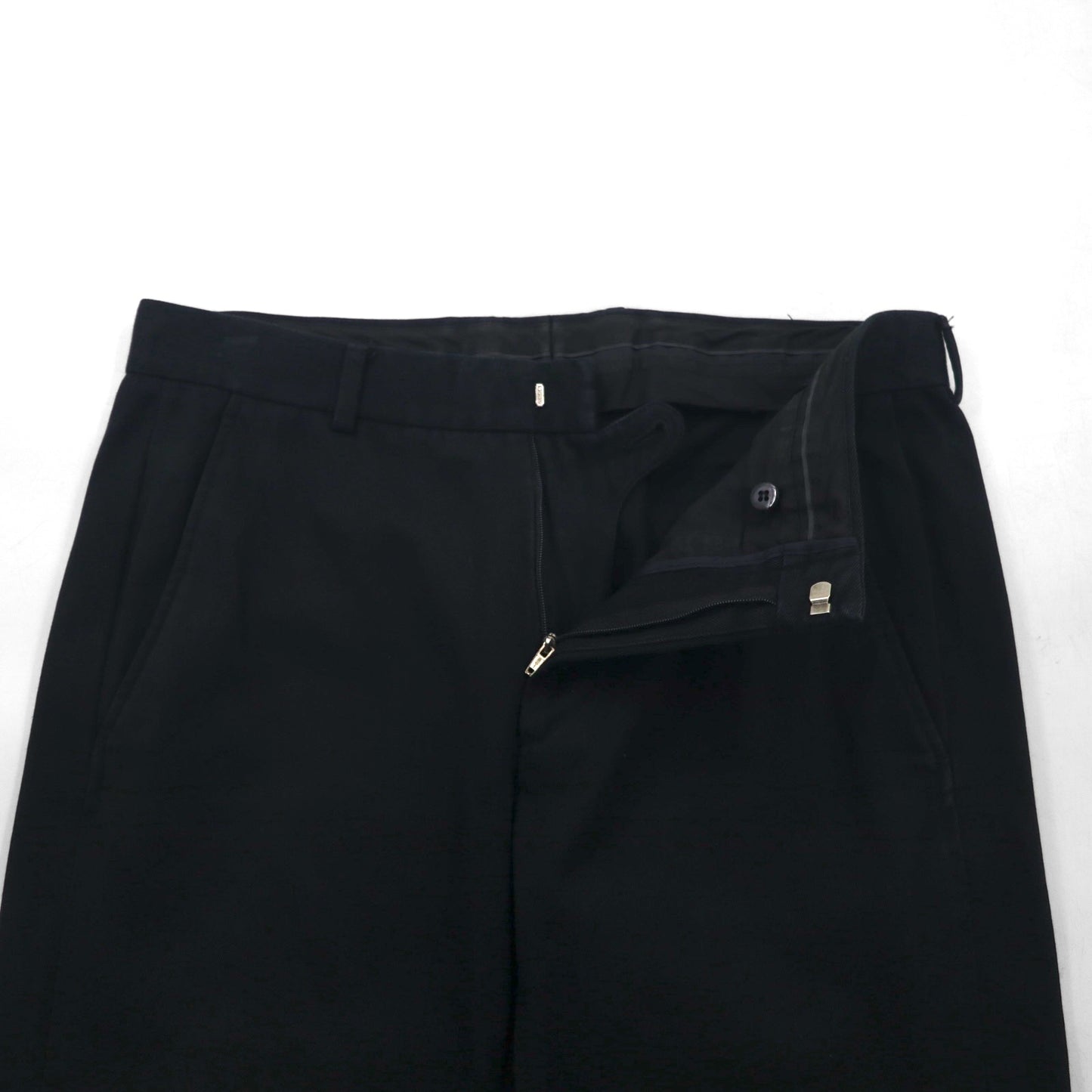 GUCCI イタリア製 ワイド フレア スラックスパンツ L ブラック コットン