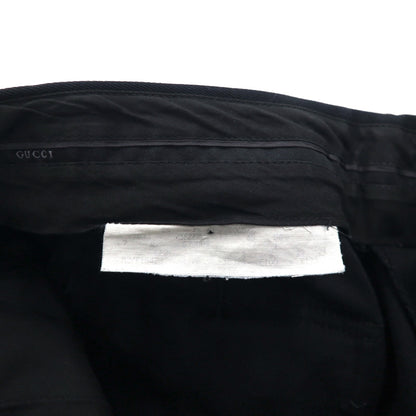 GUCCI イタリア製 ワイド フレア スラックスパンツ L ブラック コットン