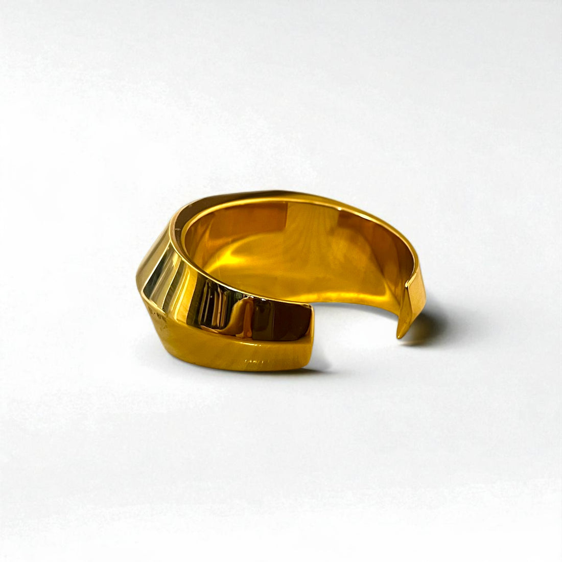 SAINT LAURENT PARIS Metal Bangle Gold and Black Wide Cuff Bracelet