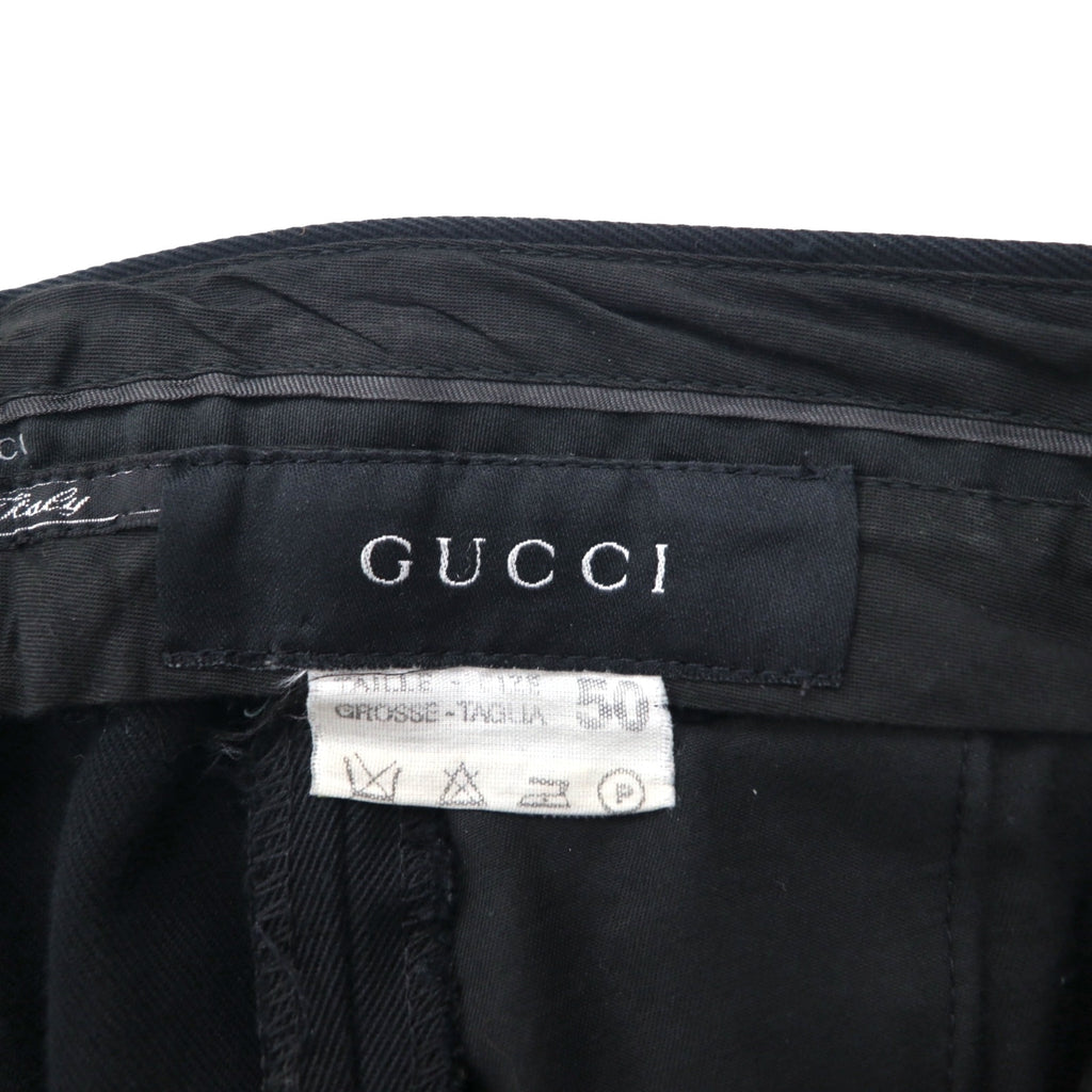 GUCCI Made in Italy Wide Flare Slacks, Size L, Black Cotton