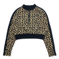 PUMA Cropped Half-Zip Sweatshirt M Leopard Beige Fleece Lining Side Lines