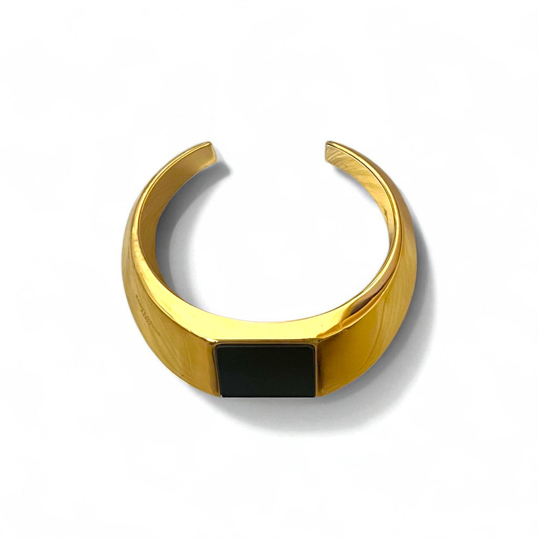 SAINT LAURENT PARIS Metal Bangle Gold and Black Wide Cuff Bracelet