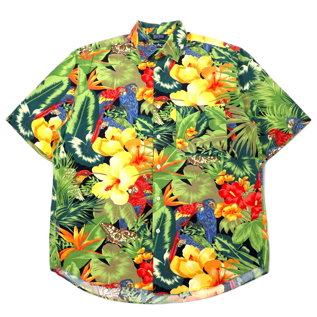 日本然リトテ-古着オンライン-nautica 90年代 アロハシャツ M マルチカラー コットン 花柄 ボタニカル-nautica 90's Hawaiian Shirt M multi color cotton floral pattern botanical