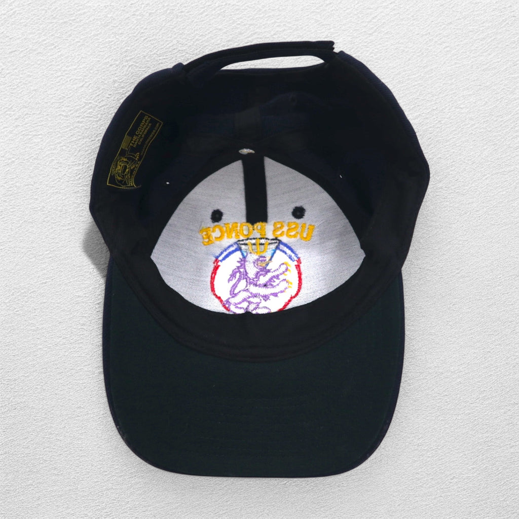 Made in USA 90s US Navy USS PONCE Cap FREE Belt Navy Wool Gabardine Proud Lion Military THE CORPS