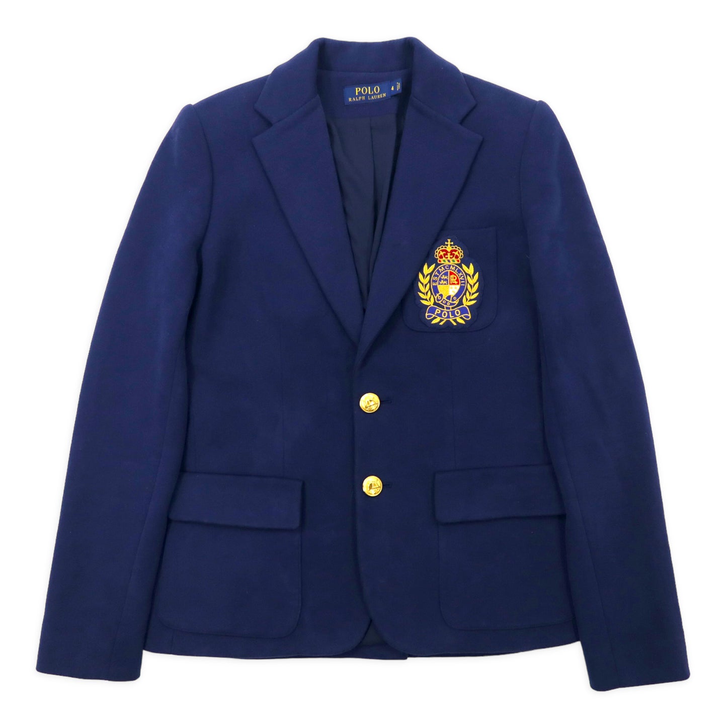 POLO RALPH LAUREN School Jacket Blazer 4 Navy Cotton Emblem Logo 