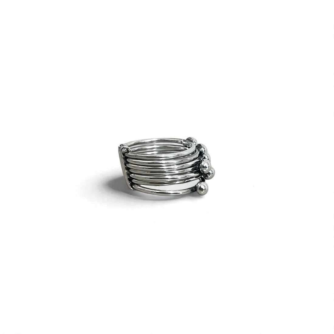 Vintage Mexican Jewelry メキシカンジュエリー 7連 リング シルバー 925 モダニスト