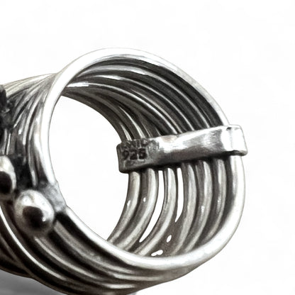 Vintage Mexican Jewelry メキシカンジュエリー 7連 リング シルバー 925 モダニスト