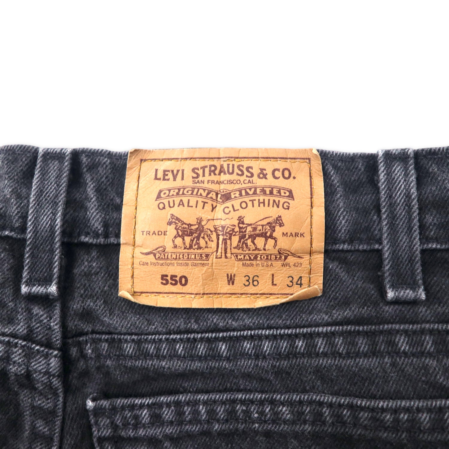 USA MADE LEVI'S 90's Tapered Black Denim PANTS 550 Black 36 Orange