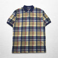 nautica 90s polo shirt, XL, navy, check, cotton, one-point logo embroidery